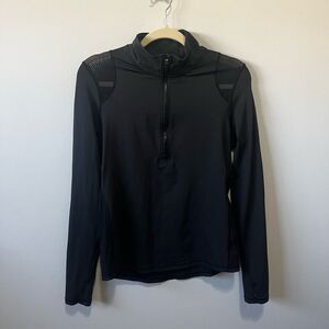 Victoria’s Secret Sport Black Mesh Panel Athletic Half Zip S